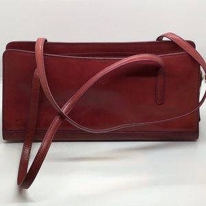 Vintage MONSAC Cherry Red Leather Satchel Purse